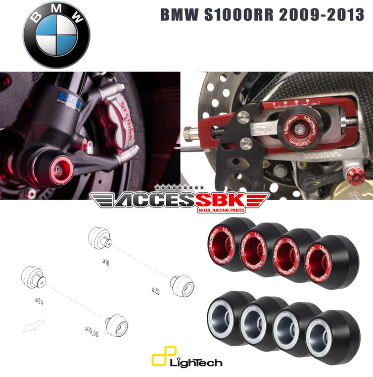 Kit tampons de protection axes de roues - BMW S1000RR 2009-2021 - avant + arrière - LIGHTECH -
