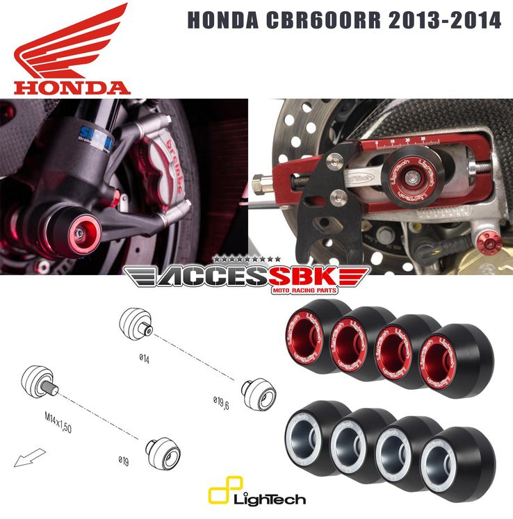 Kit tampons de protection axes de roues - HONDA CBR600RR 2013-2017 - avant + arrière - LIGHTECH -