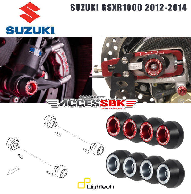 Kit tampons de protection axes de roues - SUZUKI GSXR1000 2012-2016 - avant + arrière - LIGHTECH -