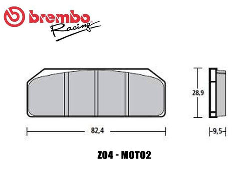 Plaquette de frein Brembo Z04 pour étrier MOTO2 - référence 07835424