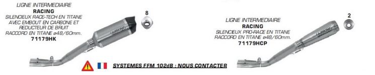 Demi ligne ARROW racing homologuée FFM R1 2020