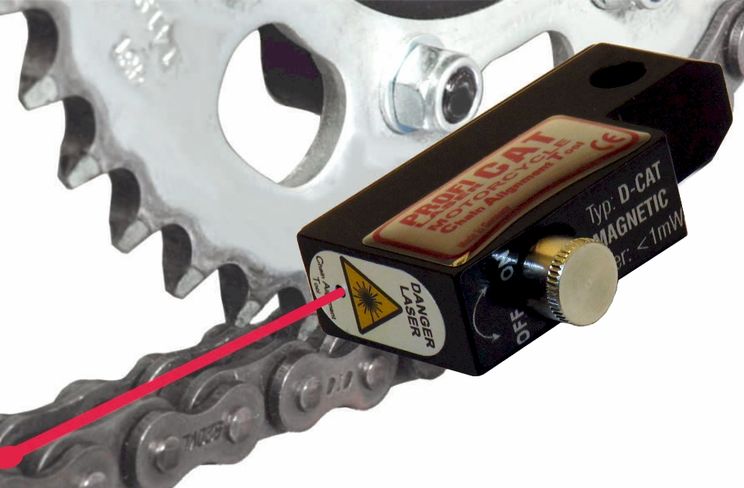 Boitier Laser d´alignement de chaine de transmission moto