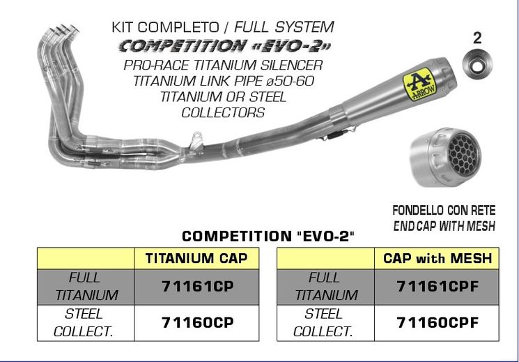 Ligne complète ARROW Compétition EVO-2 GSX-R 1000 2017- 2021